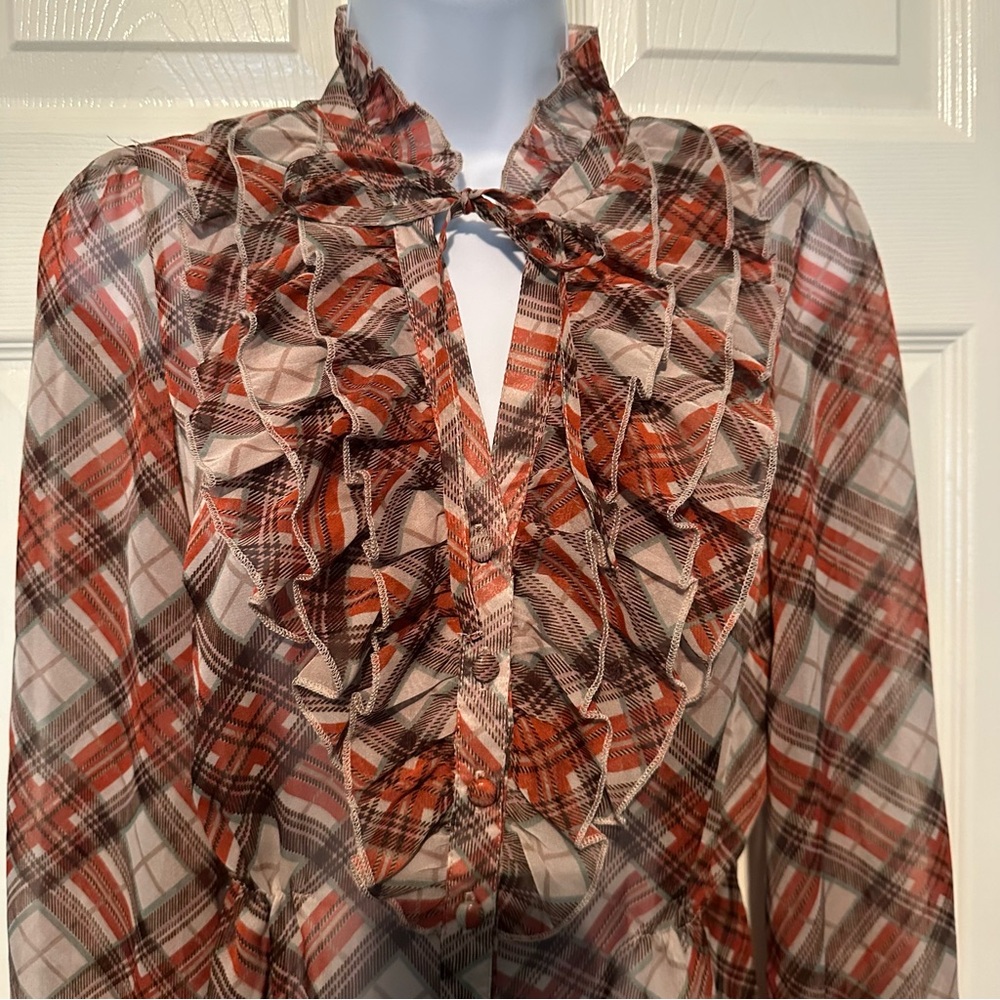 Plaid Ruffle Blouse - Picture 2 of 7